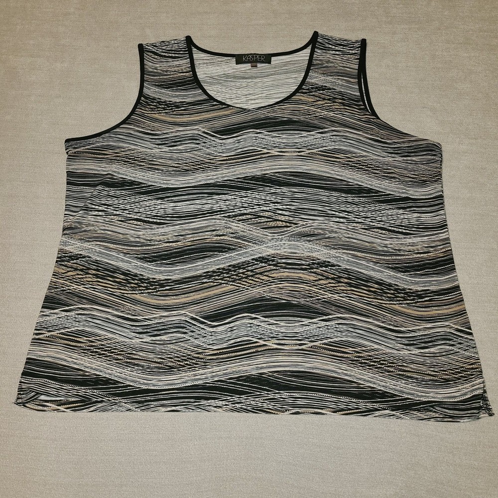 Kasper Women's Sleeveless Tank Top Size 2X Black White Abstract Print