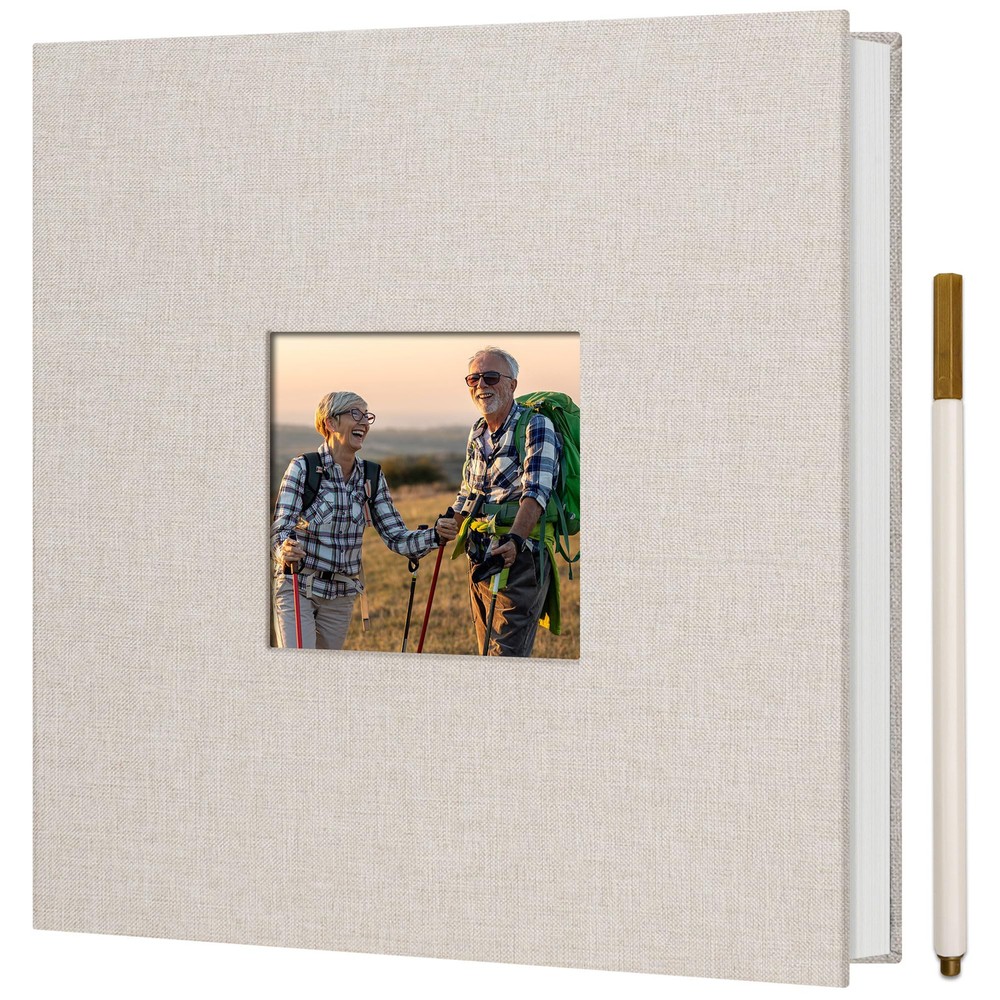 DIY Linen Scrapbook Photo Album with Self-Adhesive Pages for 4x6 5x7 2x3 Pict...
