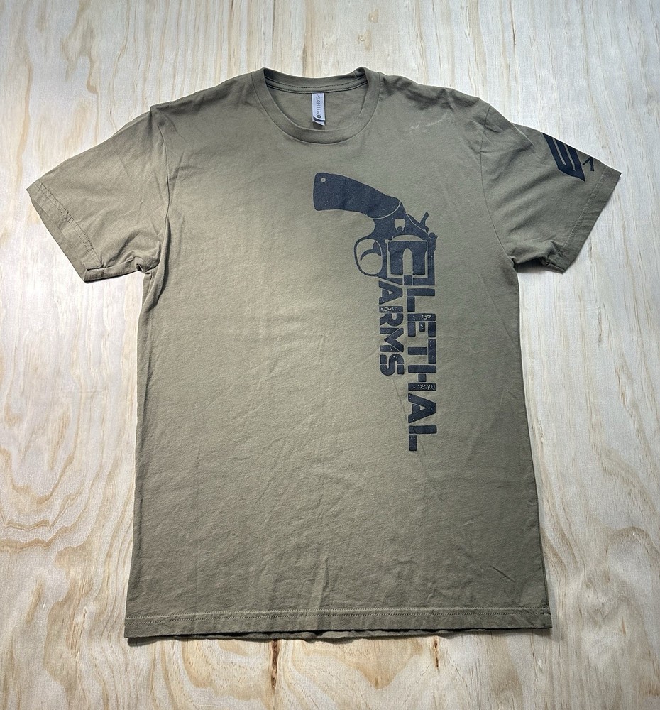 Lethal Arms Apparel Shirt Mens Medium M Olive Green Next Level Gym MMA Graphic