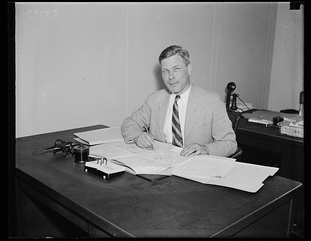 Photo:Unidentified Man Office Desk 1930s Black and White Portrait