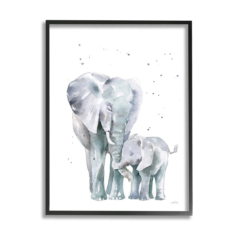 Loving Elephant Family Hugs Watercolor Framed Wall Art, Design by Katrina Pete