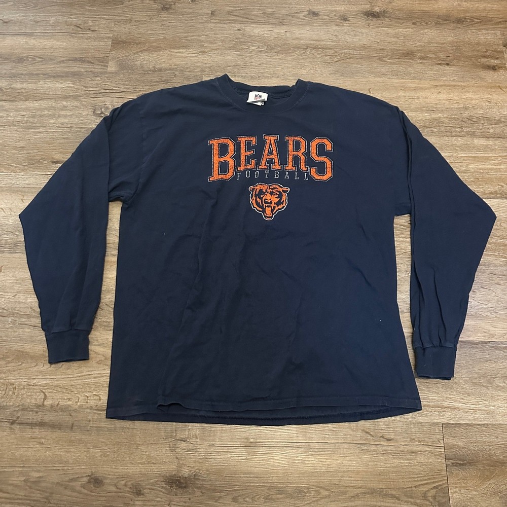 NFL Team Apparel Chicago Bears Long Sleeve T-Shirt Mens XL Navy Blue Football