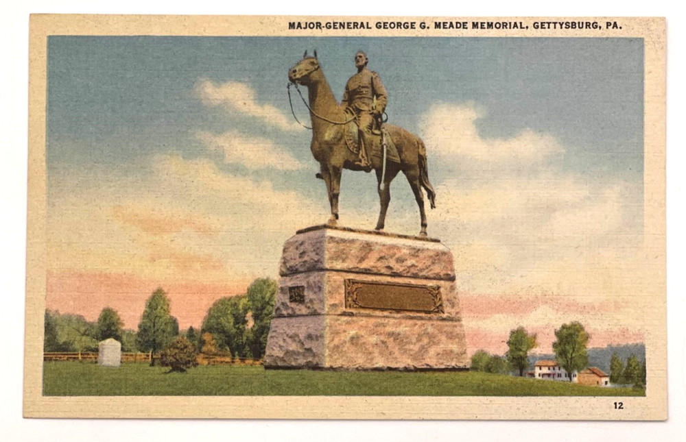 Major General George G Meade Memorial Gettysburg Pa Linen Postcard