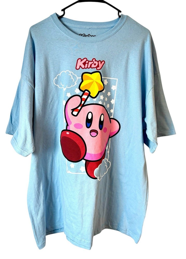 Nintendo Kirby Character Graphic Print Blue T Shirt Mens Size 2XL
