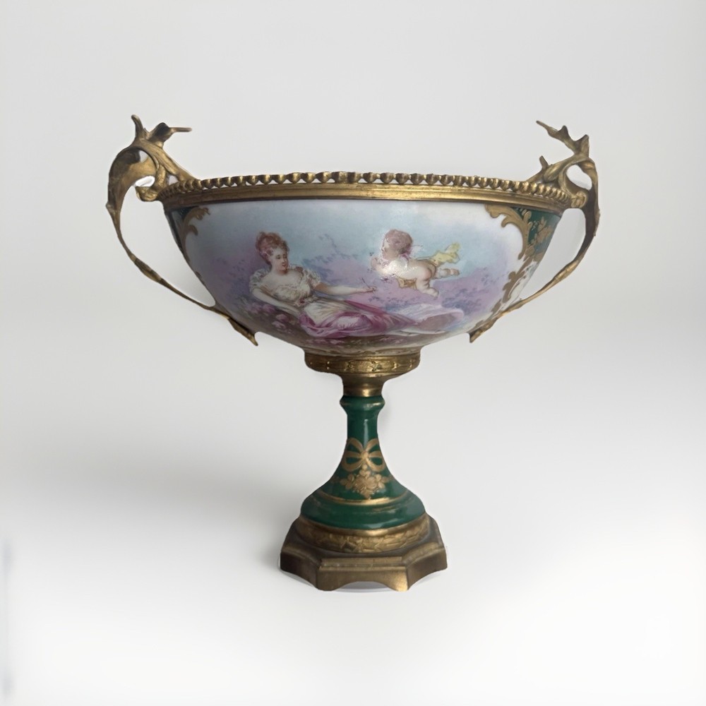 18th Or 19th Century French Sevres Porcelain & Bronze Gilt Bowl
