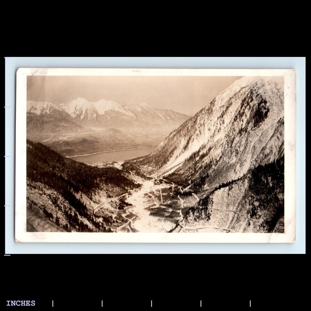 Old Vintage Photo MOUNTAIN LANDSCAPE SNOW WINTER SCENE LAKE