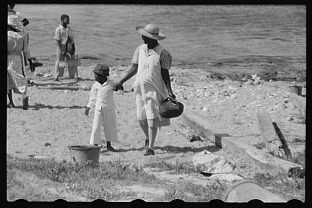 Christiansted St Croix Virgin Islands 1941 Woman Child Seaside Scene FSA