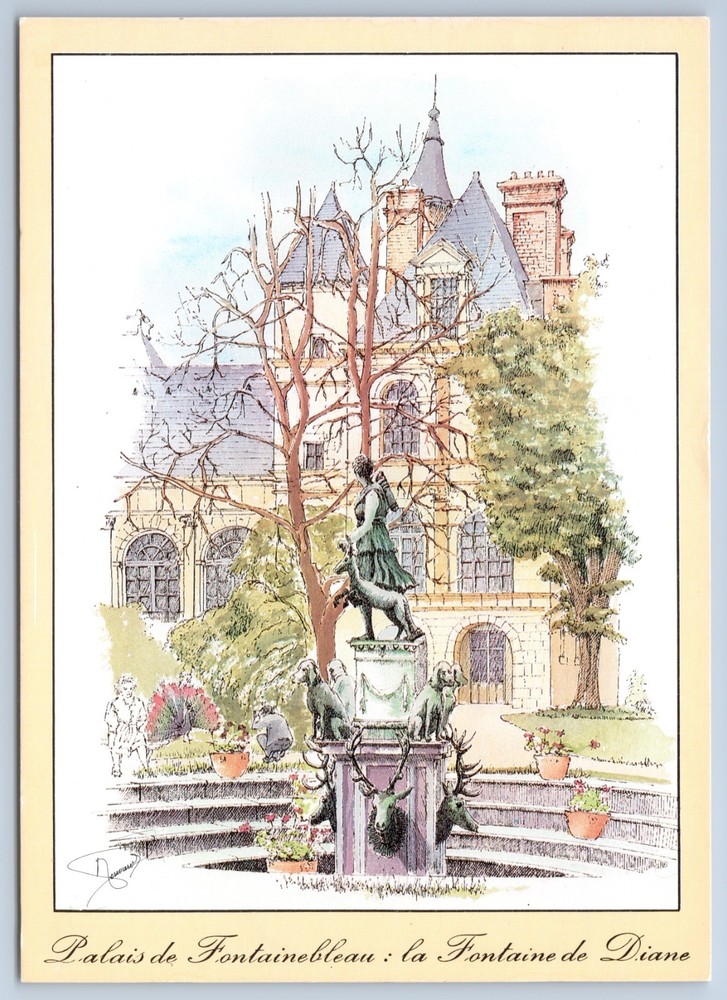 France Palais de Fontainebleau Diane Fountain Michel Perreard Art Postcard