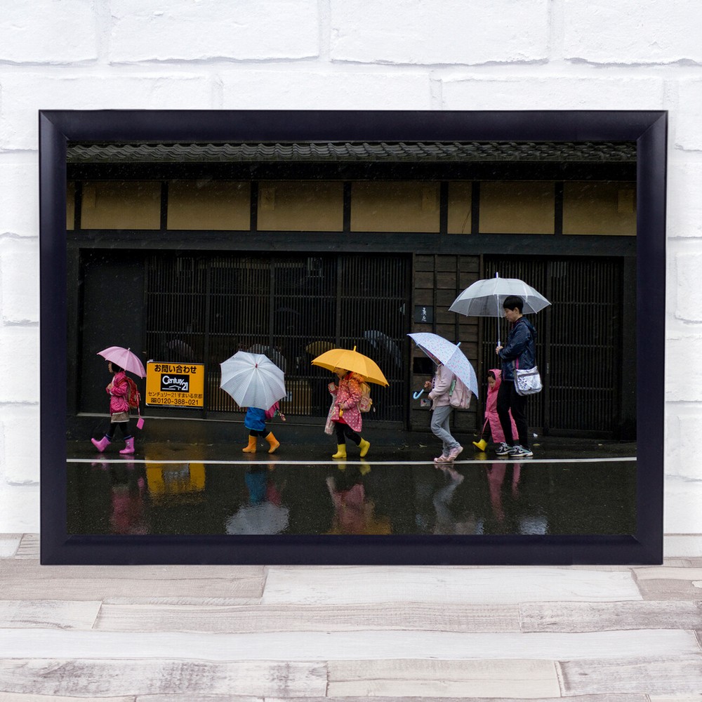 Japan Tokyo Street Asia Umbrella Rain Raining Weather Kid Kids Wall Art Print
