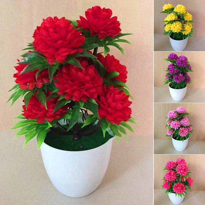 Elegant Home Tabletop Decor Artificial Bonsai Flower in Vibrant Colors