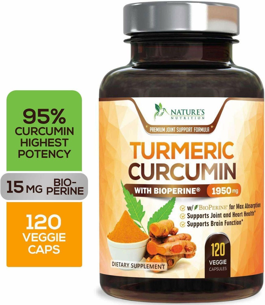 Nature's Nutrition Turmeric Curcumin 1950mg with Bioperine Black Pepper for Enhanced Absorption
