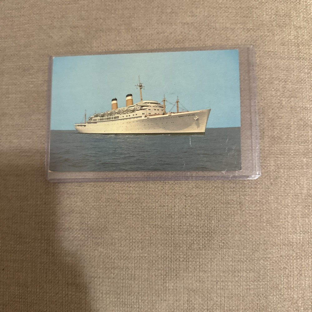 S.S. Constitution, American export and Isbrandtsen lines Vintage Ship Postcard