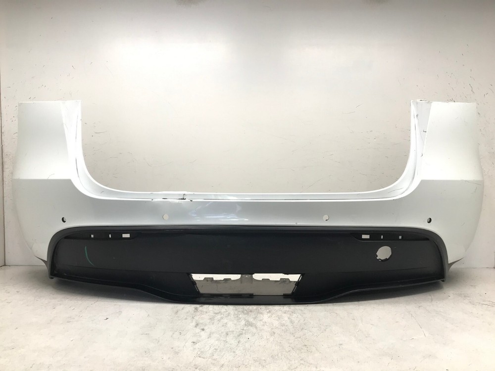 Rear Bumper Cover White 20-2023 Tesla Model Y Long Range/Perf w/Sensor Holes OEM