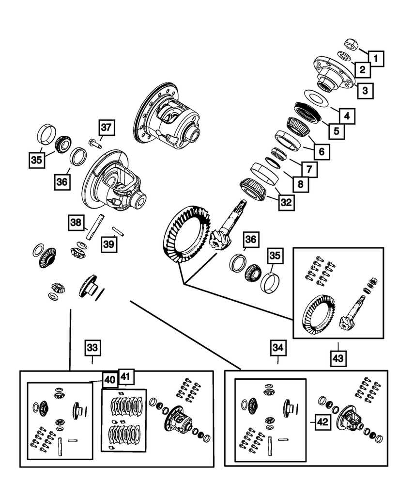 Genuine Mopar Center Differential Gear Kit 68035643ab