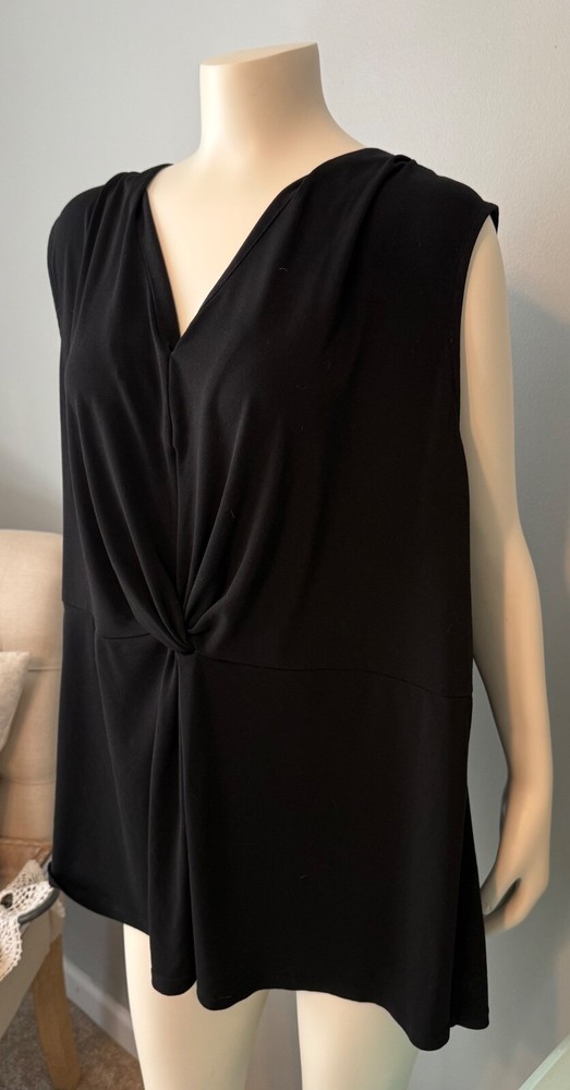 Alfani Twist Front Sleeveless Blouse Top,  Black, Sz 3X