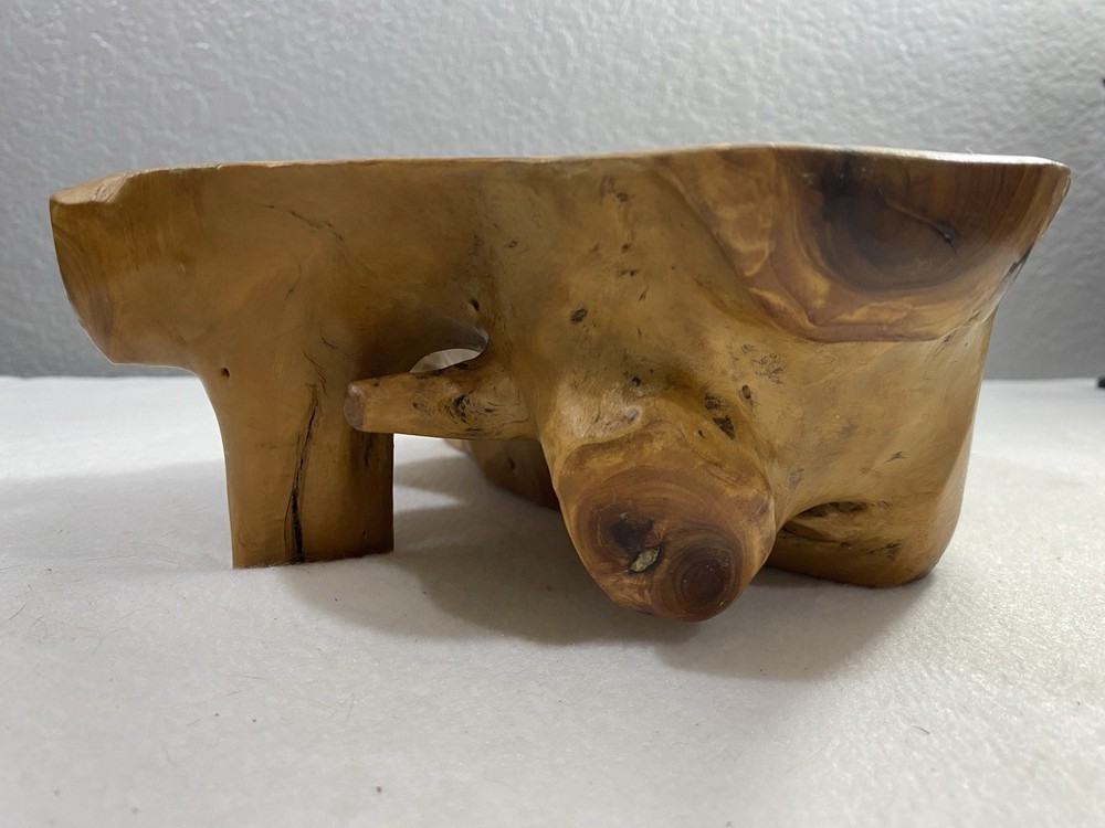 Vintage Hand-Carved Knotted Burl Cedar Wood Root Art Base Stand