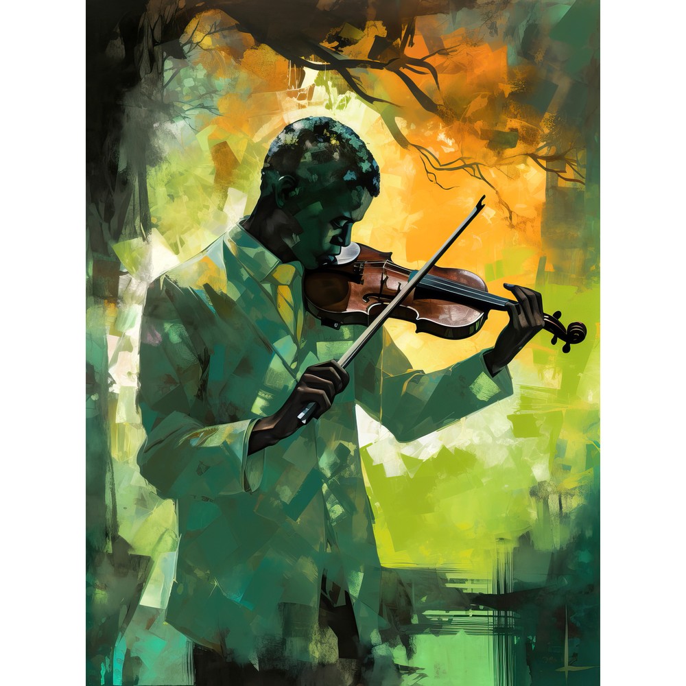 Jazz Violin Player Playing Violin Under a Tree Huge Wall Art Poster Print Giant