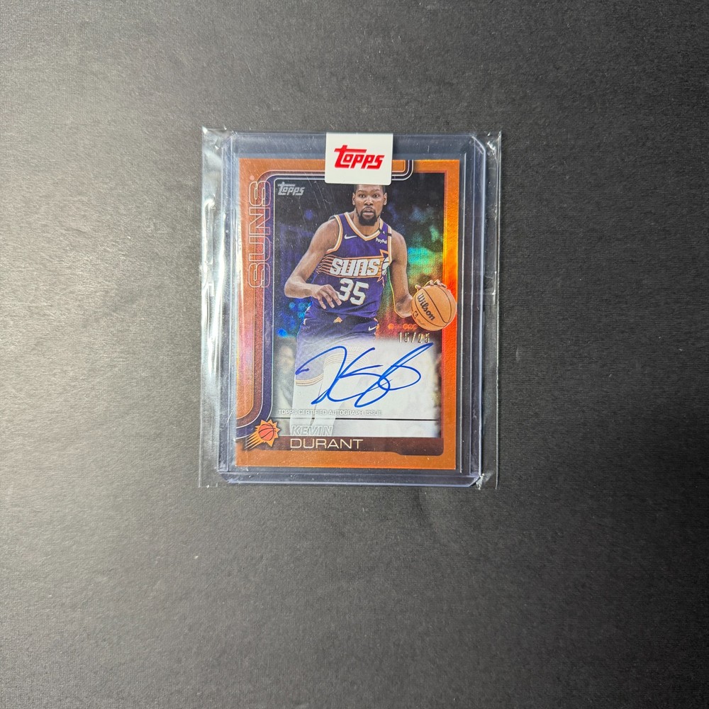 2025-26 Topps Flagship Kevin Durant On-Card Auto Orange Rainbow 15/25 TFRA-KD