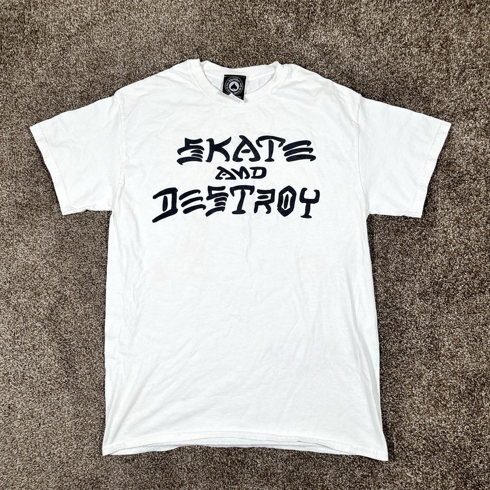 THRASHER Magazine Skate and Destroy White Men's T-Shirt SIZE - M