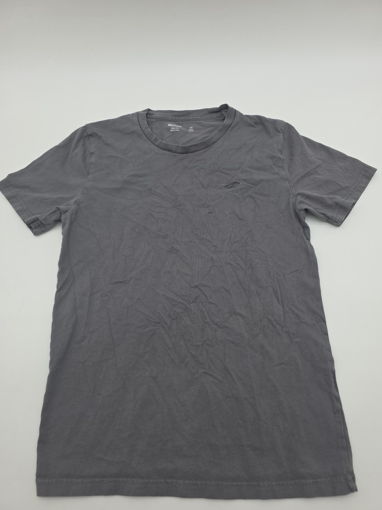 Hollister T-shirt Men XS Gray Logo Solid Embroidered 100% Cotton .#45881