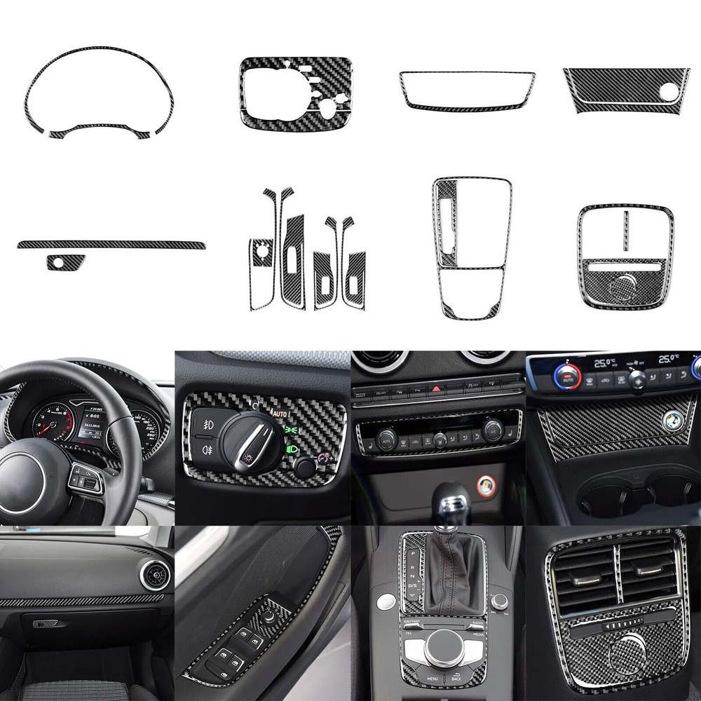24Pcs Real Carbon Fiber Kits Full Interior Trim For Audi A3 S3 RS3 8V 2013-2019