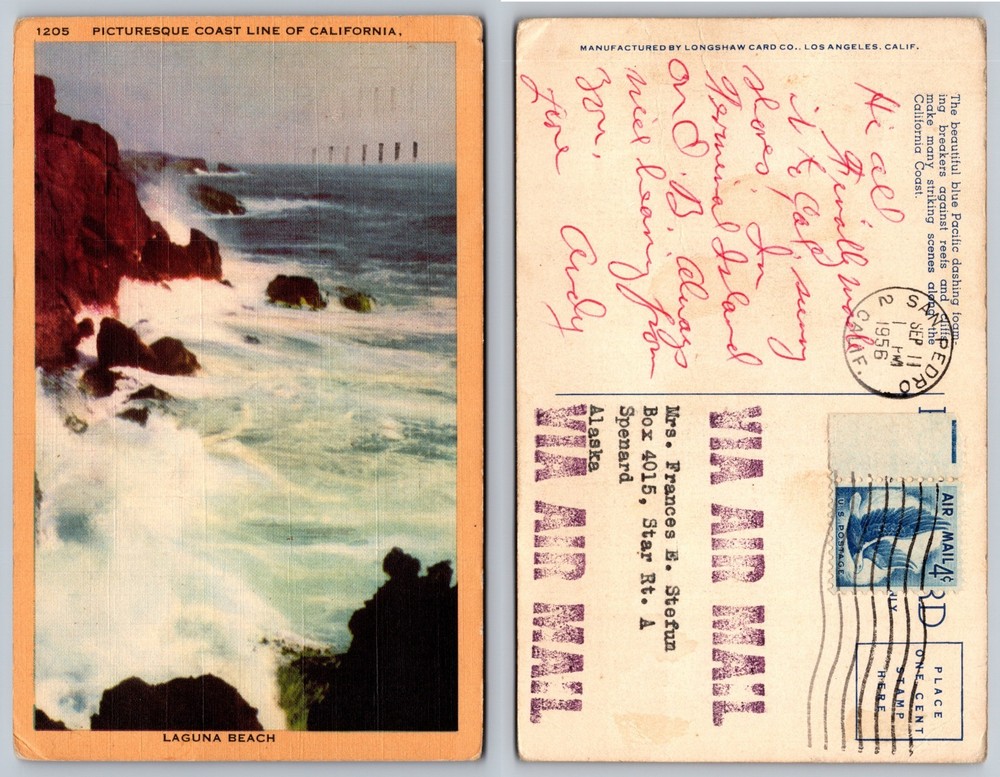 Laguna Beach California Coastline Waves Postcard