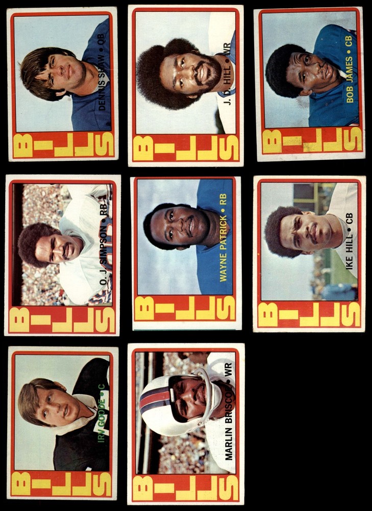 1972 Topps Buffalo Bills Low # Team Set 3 - VG 5296217