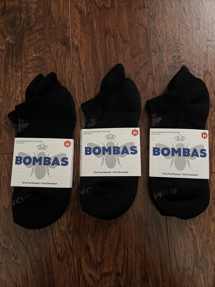 Bombas Unisex Low-cut Ankle Socks Size M Black 3 Pairs Honeycomb