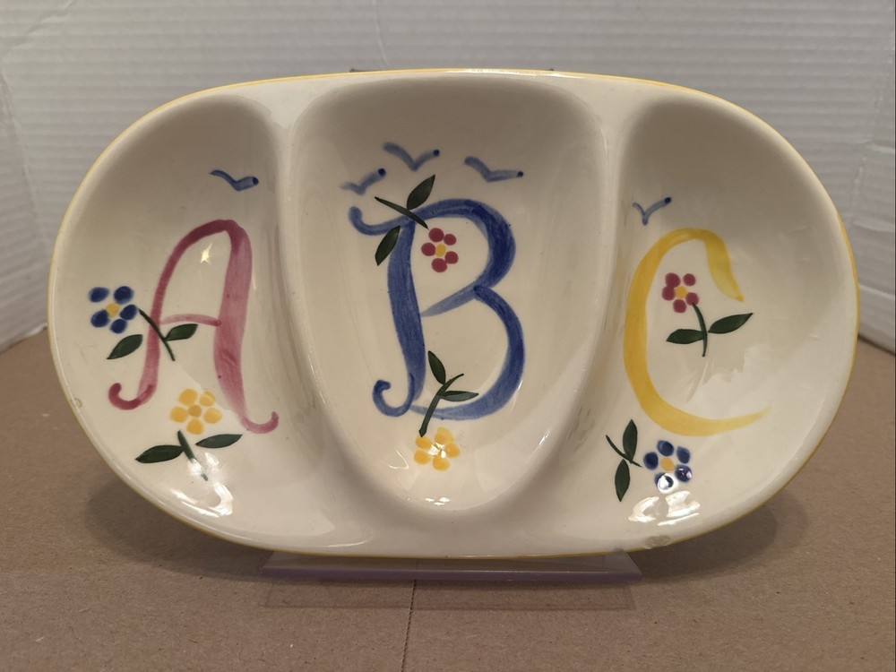 Vintage Stangl Pottery ABC Divided Baby Plate Trenton NJ Hand Painted