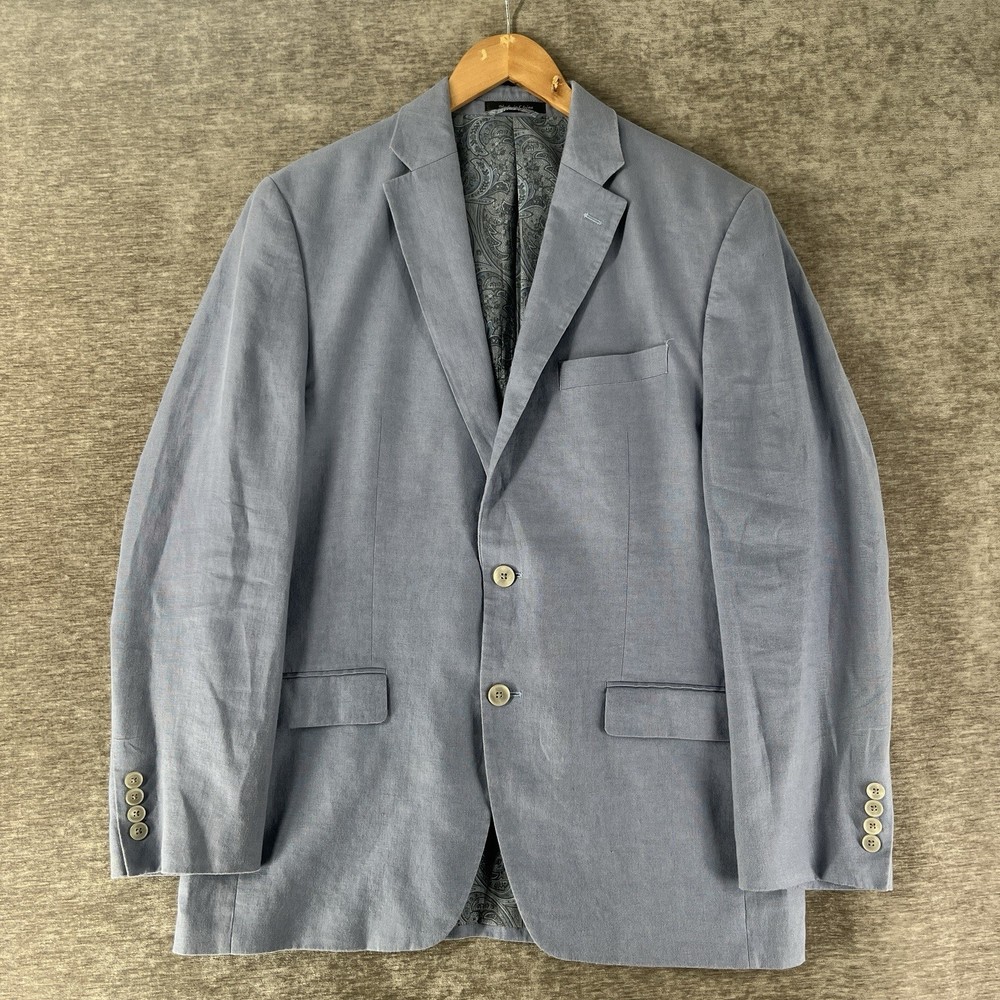 Lauren Ralph Lauren 100% Linen Sport Coat Blazer Men’s 40R Solid Blue 2-Button