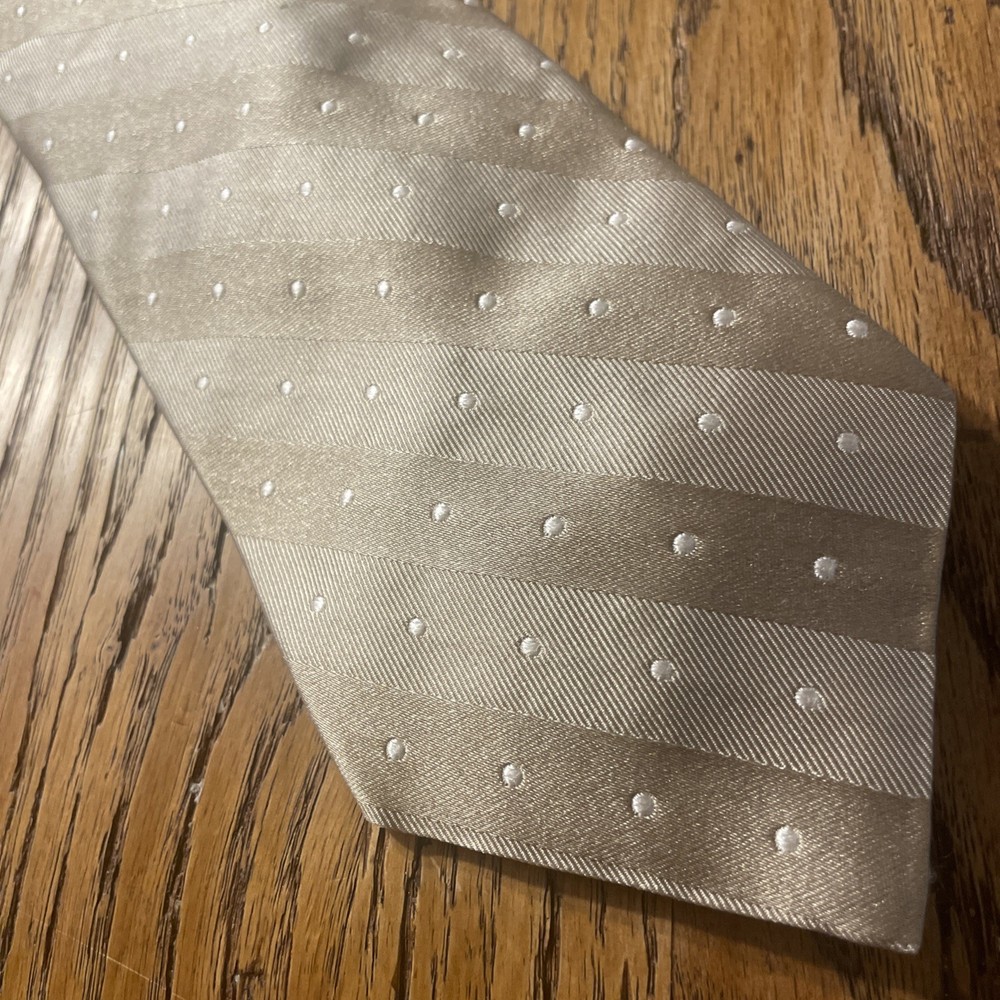 EUC Faconnable Woven Silk Striped Dot Tie Men’s Necktie Made In Italy