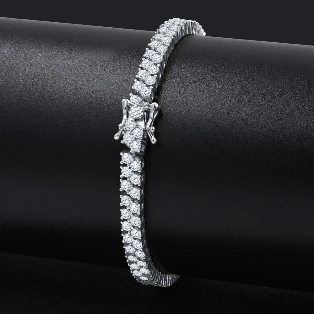 3mm Round Cut VVS1/D Moissanite Tennis Bracelet 14k White Gold Plated 7.5Inch
