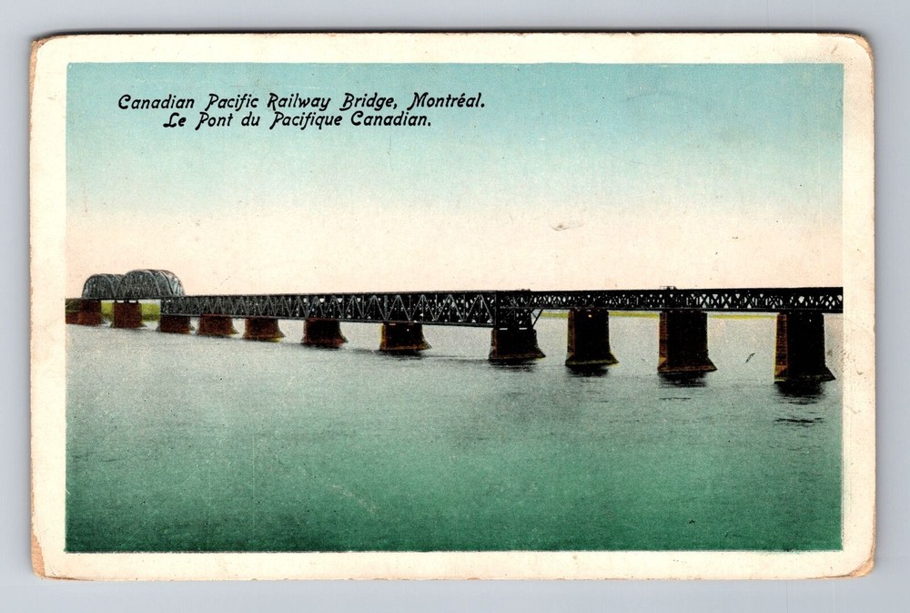 Montreal-Quebec, Canadian Pacific Railway Bridge, Antique Vintage Postcard