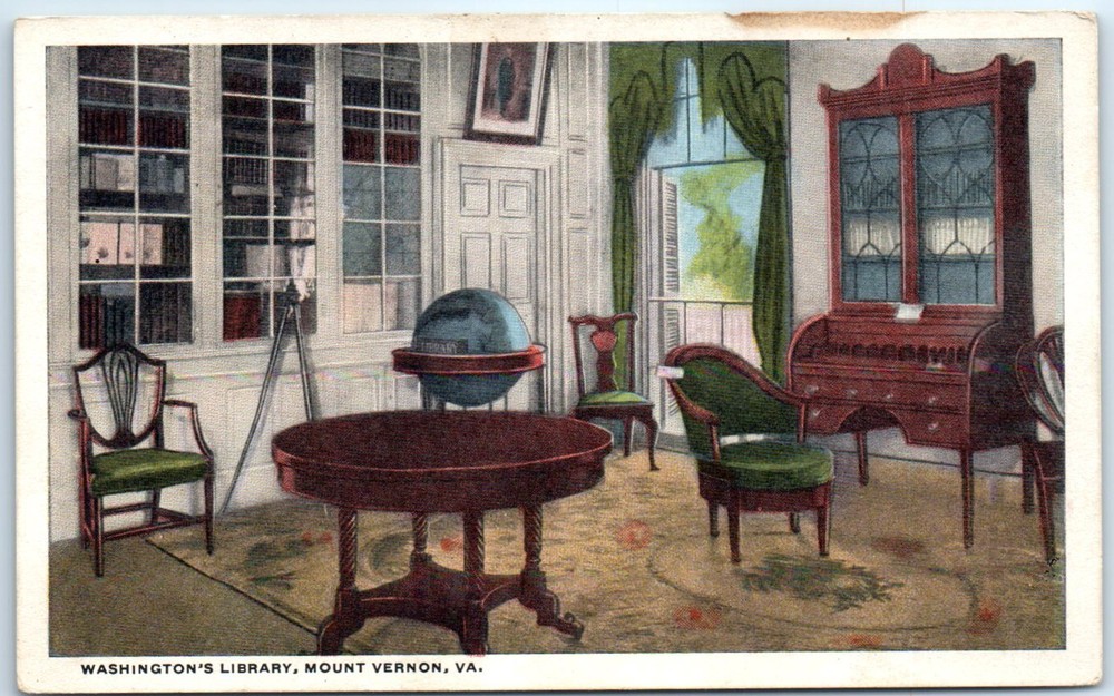 Postcard - Washington's Library - Mount Vernon, Virginia