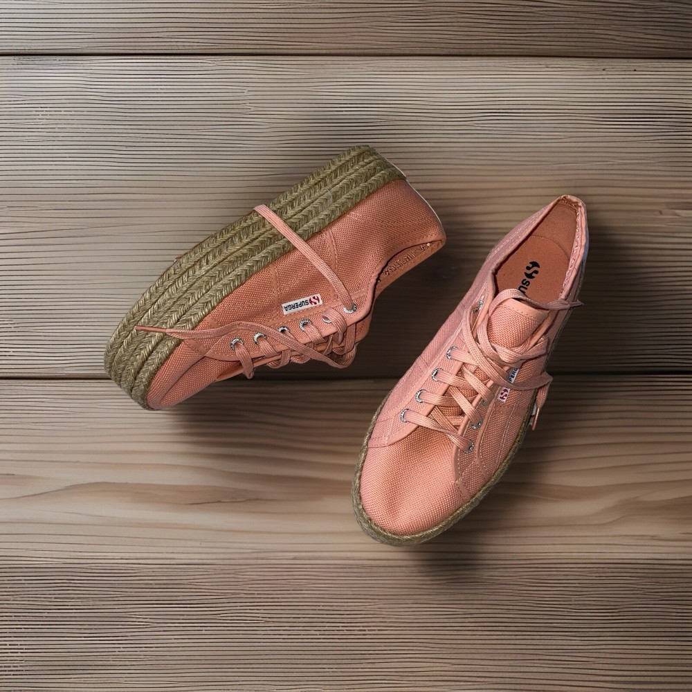 Superga 41.5 Pink Espadrille Platform Sneakers