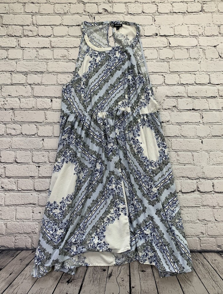 Torrid Midi Dress Sleeveless Blue Floral Size 1X