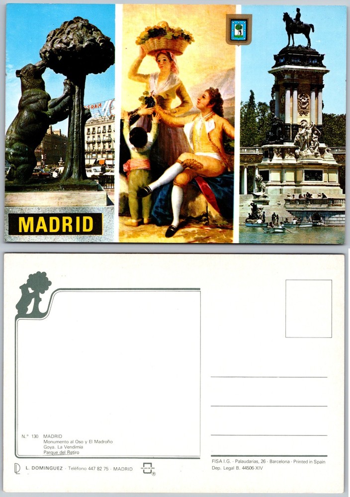 Continental Madrid Landmarks Postcard