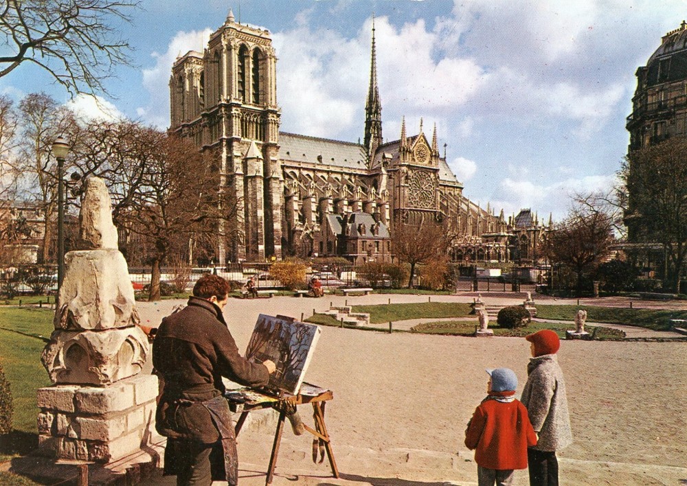 Notre-Dame vue du Square Viviani, Paris France, UNP, VG --POSTCARD