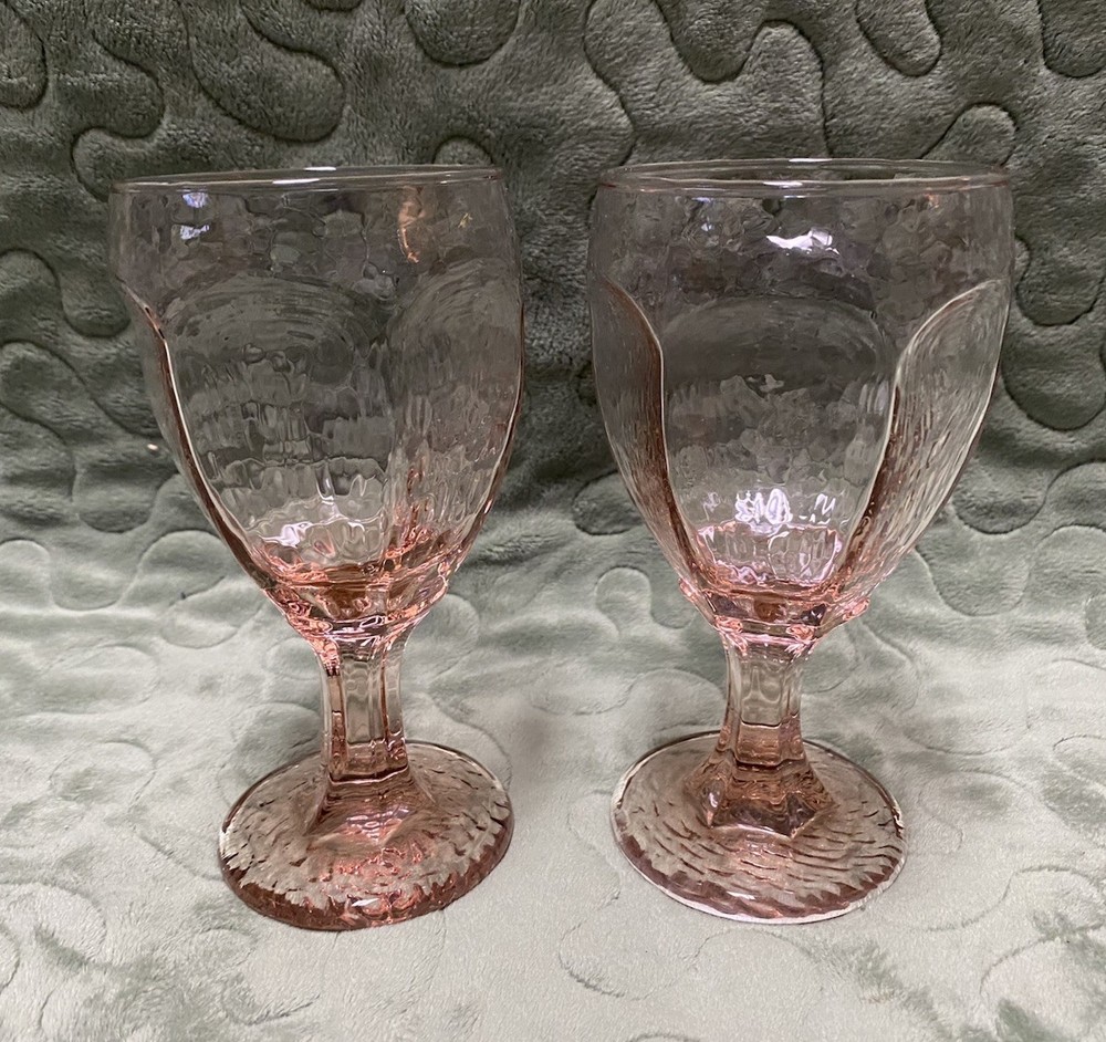 Vintage Libbey Chivalry Light Pink Glass Water Goblet 6 1/2