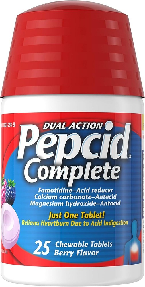 Pepcid Complete Acid Reducer + Antacid Chewable Tablets, Heartburn Relief, Berry-image