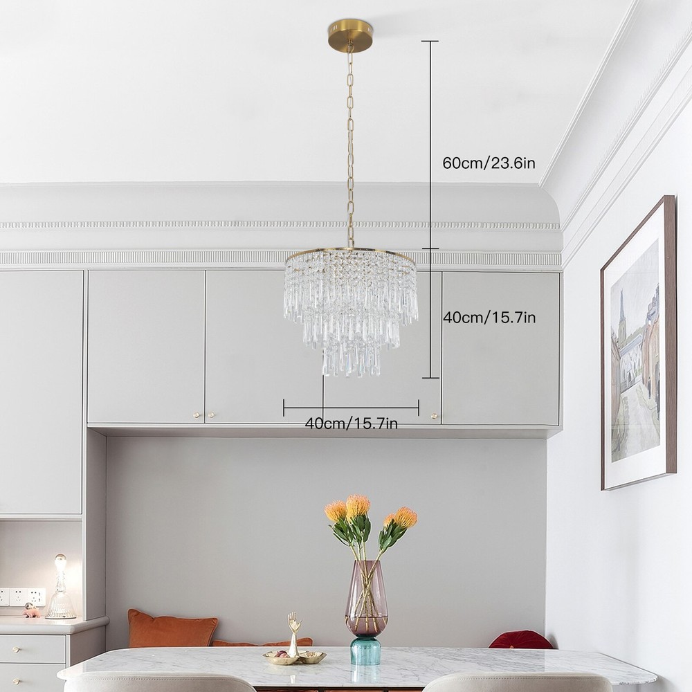 Elegant Ceiling Lighting Crystal Chandelier Glass Pendant Fixture 5-E12 Bulb USA