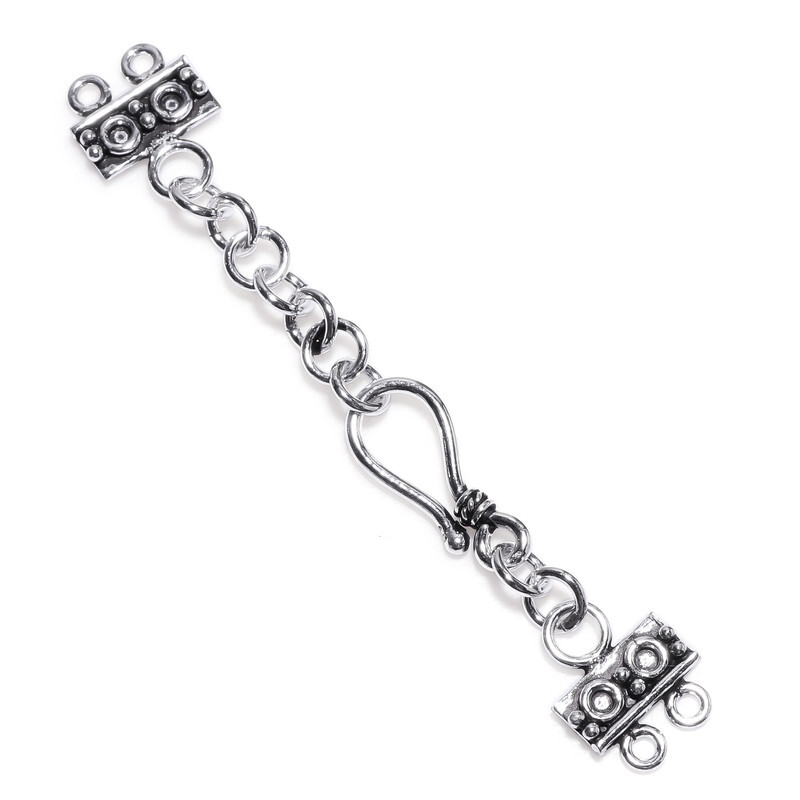 1 Set Bali Extender Toggle Clasp 2 Strand Antique Silver Plated Jewelry