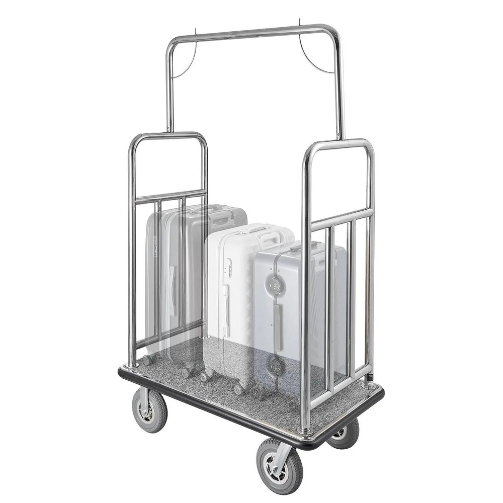 Hotel Luggage Cart, 1200 LBS Load Capacity, Brushed Stainless Steel Finish Bellm