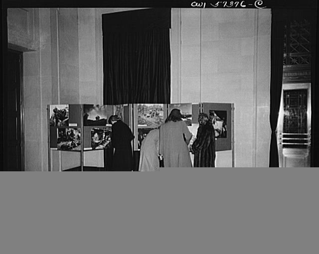 Photo:Washington DC 1930s Art Exhibit Women Viewing Display Panels