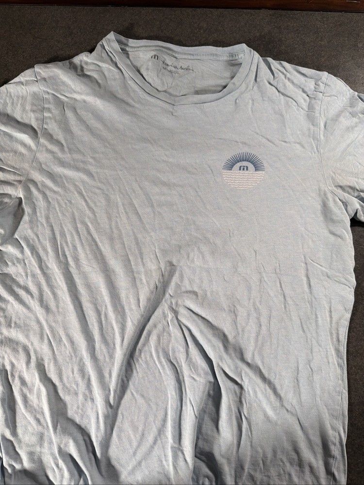 TravisMathew Life On Tour Challenge T Shirt Medium Blue Golf Surf Graphic Tee