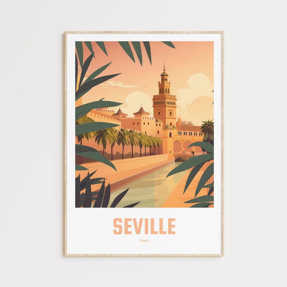 Seville Poster Vintage Travel Poster Retro Seville Travel Poster Gift Seville
