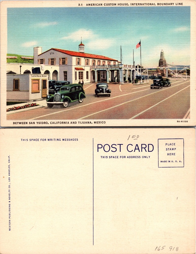 American Custom House International Boundary Line San Ysidro California Postcard