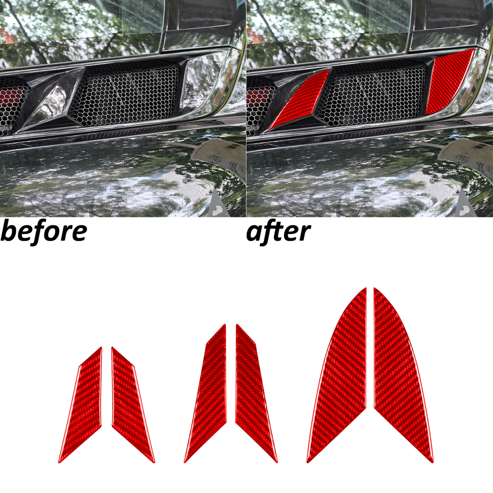 Red Carbon Fiber Front Bumper Air Vent Trim For Chevrolet Corvette C8 2020-2025