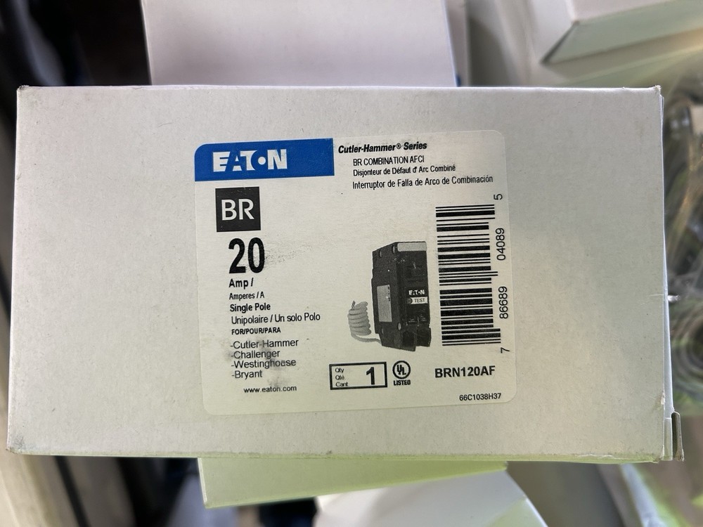 Eaton Cutler Hammer BRN120AF Circuit Breaker, 120VAC 20A