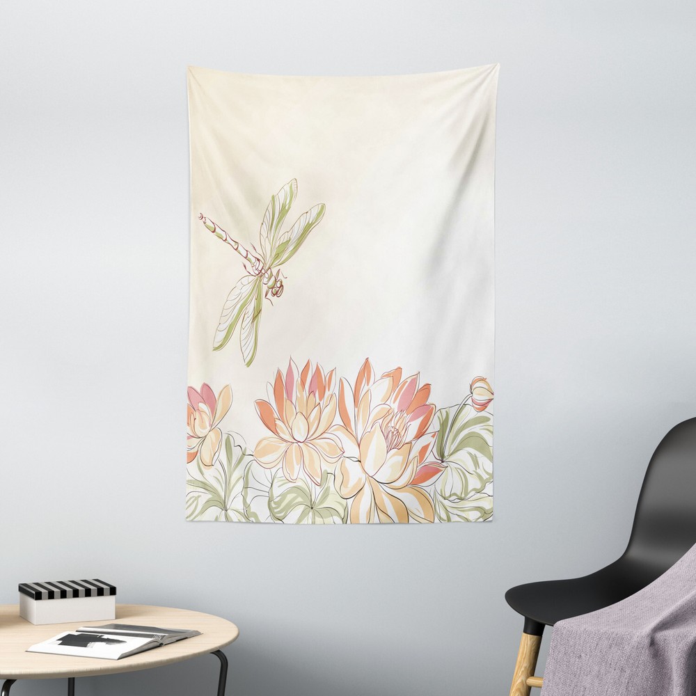 Dragonfly Tapestry Lotus Flower Field Print Wall Hanging Decor